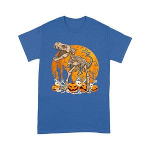 Dinosaur T rex Skeleton Pumpkin With Moon Halloween - Standard T-Shirt