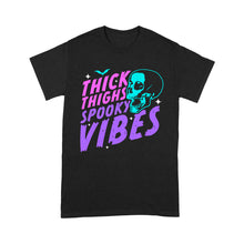 Load image into Gallery viewer, Thick Thighs Spooky Vibes Funny Halloween Skull Pastel Goth - Standard T-Shirt