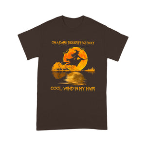 Witch Riding Brooms On A Dark Desert Highways Halloween - Standard T-Shirt