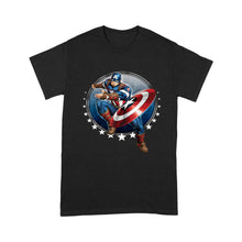 Load image into Gallery viewer, Standard T-Shirt - Marvel Captain America Shield Throw Stars Graphic art