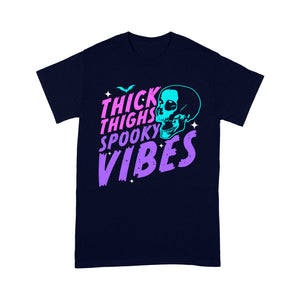 Thick Thighs Spooky Vibes Funny Halloween Skull Pastel Goth - Standard T-Shirt