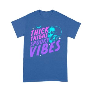 Thick Thighs Spooky Vibes Funny Halloween Skull Pastel Goth - Standard T-Shirt