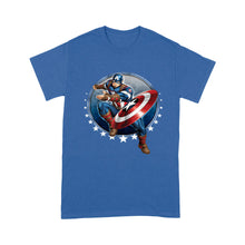 Load image into Gallery viewer, Standard T-Shirt - Marvel Captain America Shield Throw Stars Graphic art