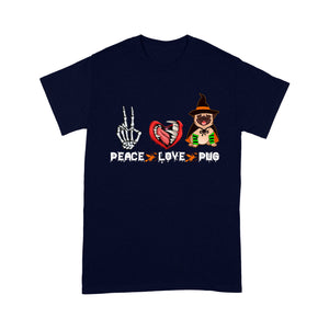 Peace Love Pug Dog Halloween - Standard T-Shirt