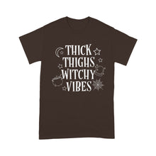 Load image into Gallery viewer, Thick Thighs Witch Vibes Funny Halloween - Standard T-Shirt