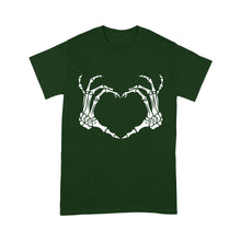 Load image into Gallery viewer, Skeleton Hand Heart Sign Bones Costume Funny Halloween - Standard T-Shirt