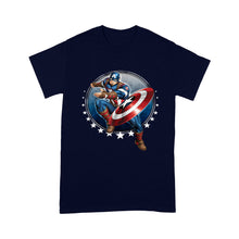 Load image into Gallery viewer, Standard T-Shirt - Marvel Captain America Shield Throw Stars Graphic art