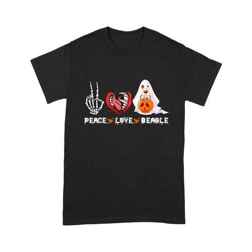 Peace Love Beagle Dog Halloween - Standard T-Shirt