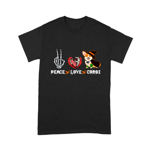 Peace Love Corgi Dog Halloween - Standard T-Shirt