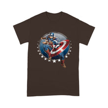 Load image into Gallery viewer, Standard T-Shirt - Marvel Captain America Shield Throw Stars Graphic art