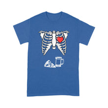 Load image into Gallery viewer, Skeleton Pregnancy Pizza Beer Xray Funny Halloween - Standard T-Shirt