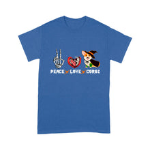 Load image into Gallery viewer, Peace Love Corgi Dog Halloween - Standard T-Shirt