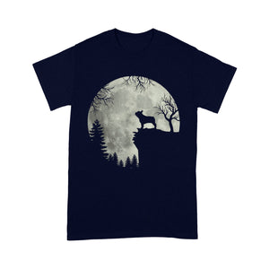 Frenchie dog moon howl in forest Halloween dog - Standard T-Shirt